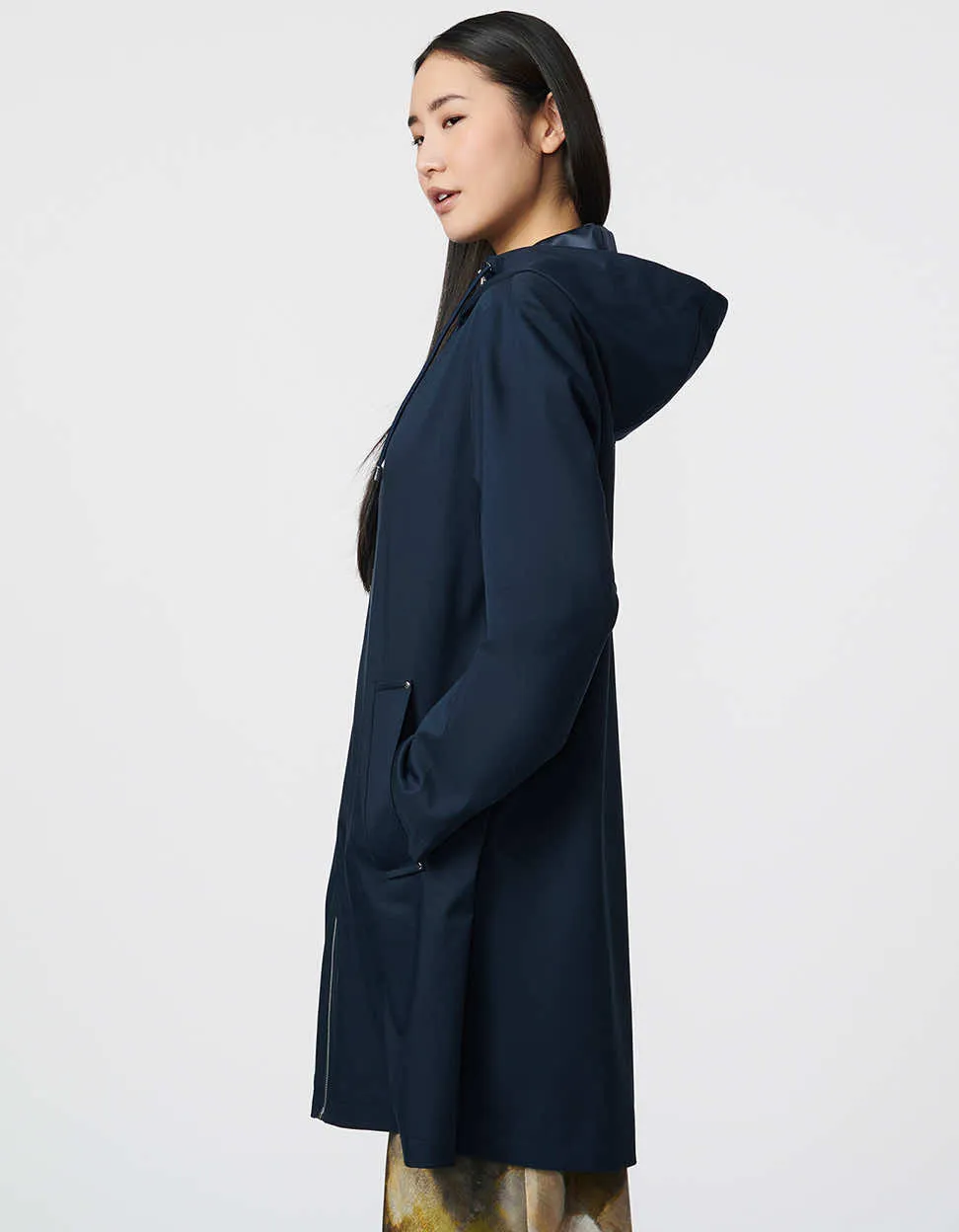 Relaxed Hooded Mid-Length Raincoat