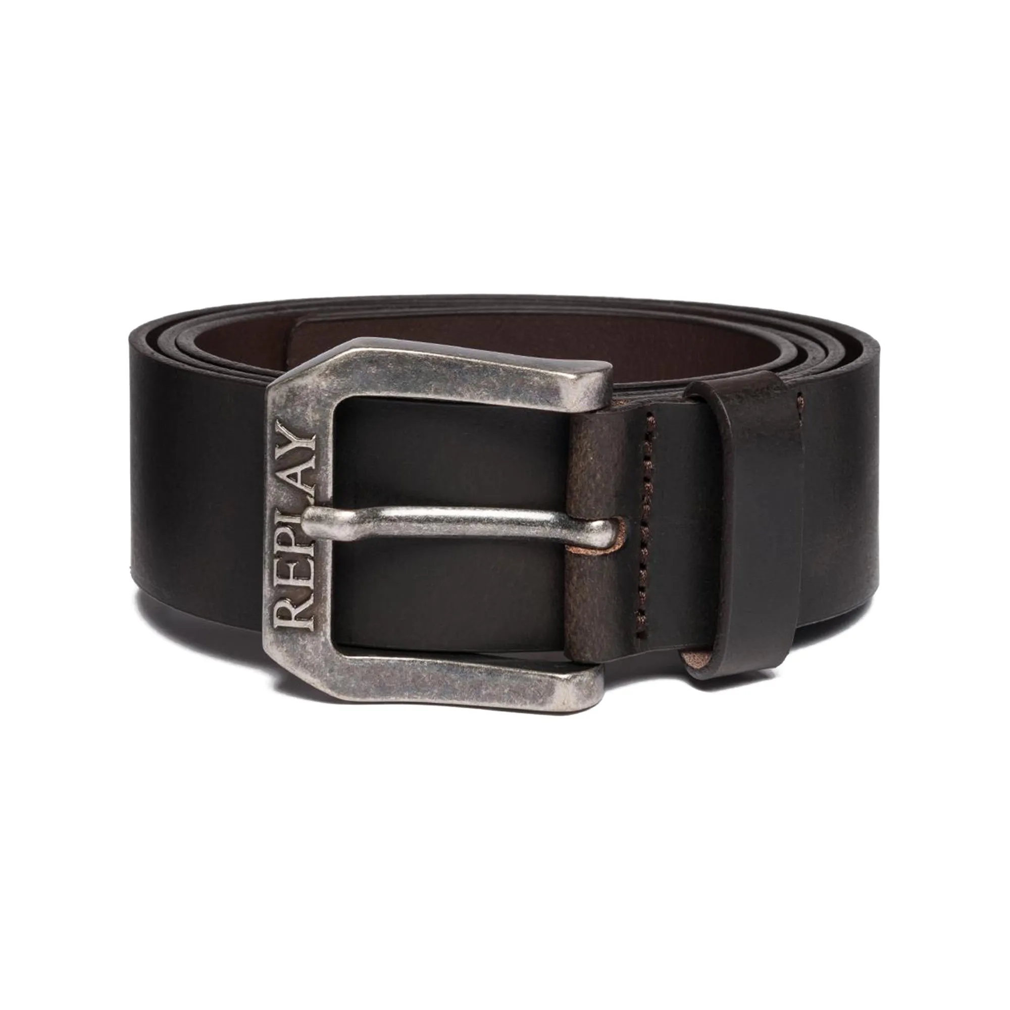 Replay Large Buckle Jean Belt - Dark Brown