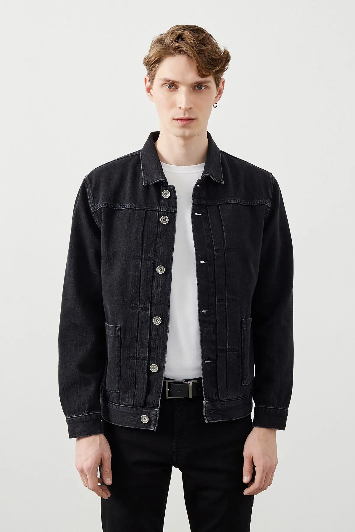 Retro Trucker Black Men’s Denim Jacket