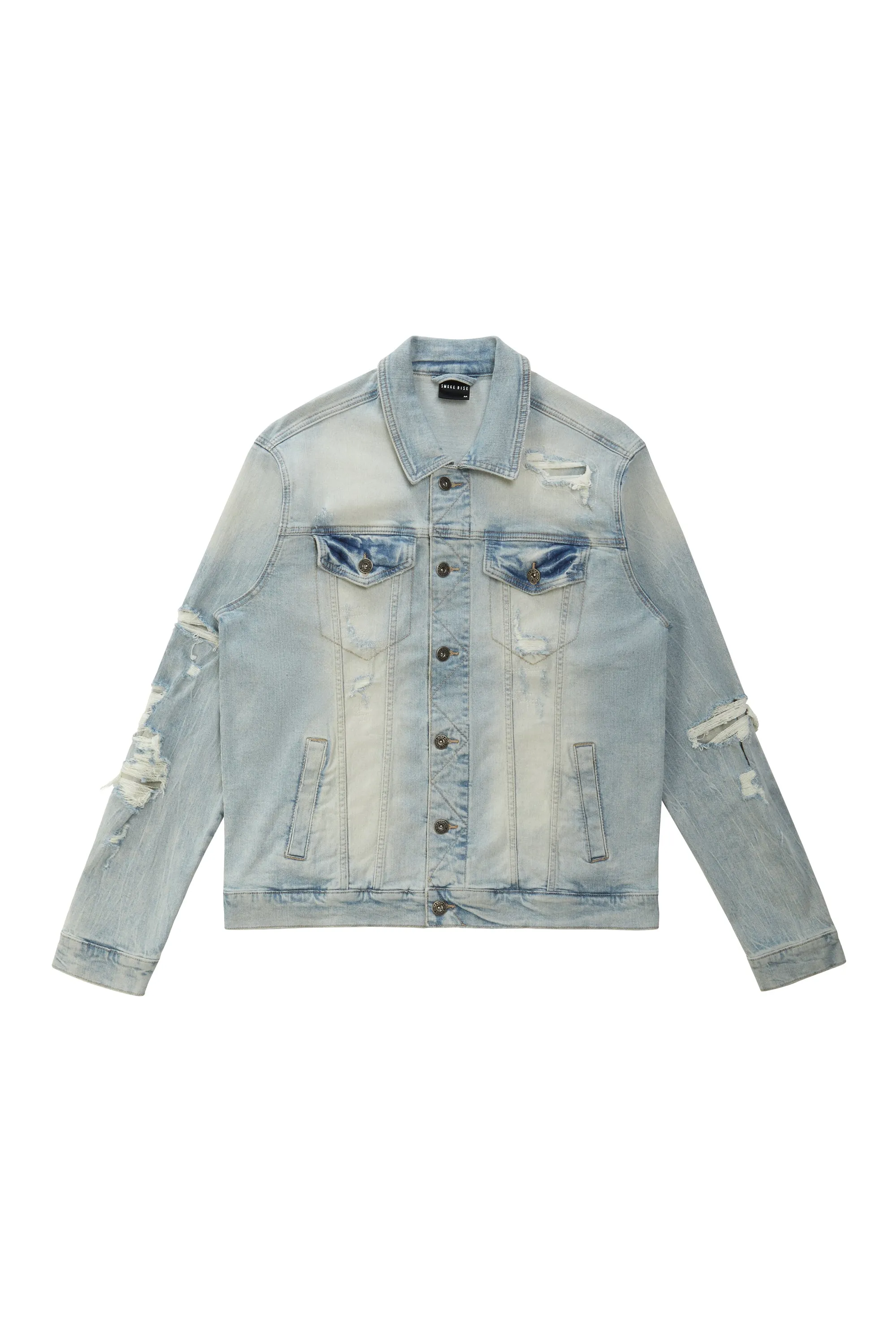 Rip & Repaired Color Jean Jacket - Natick Blue