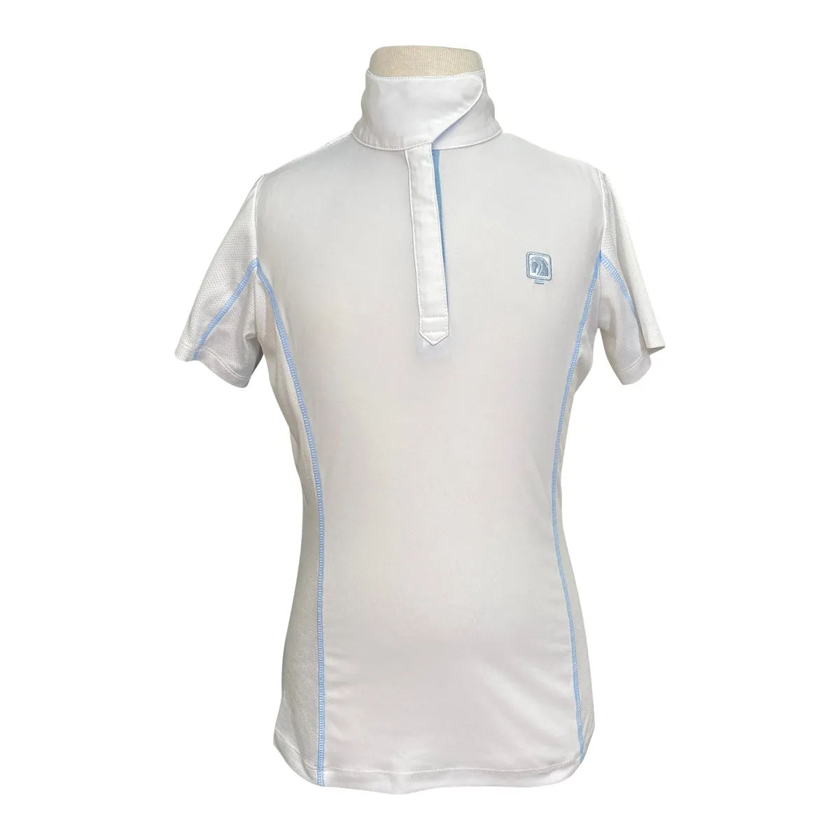 Romfh Competitor Short Sleeve Show Shirt in White/Baby Blue - Children's Medium