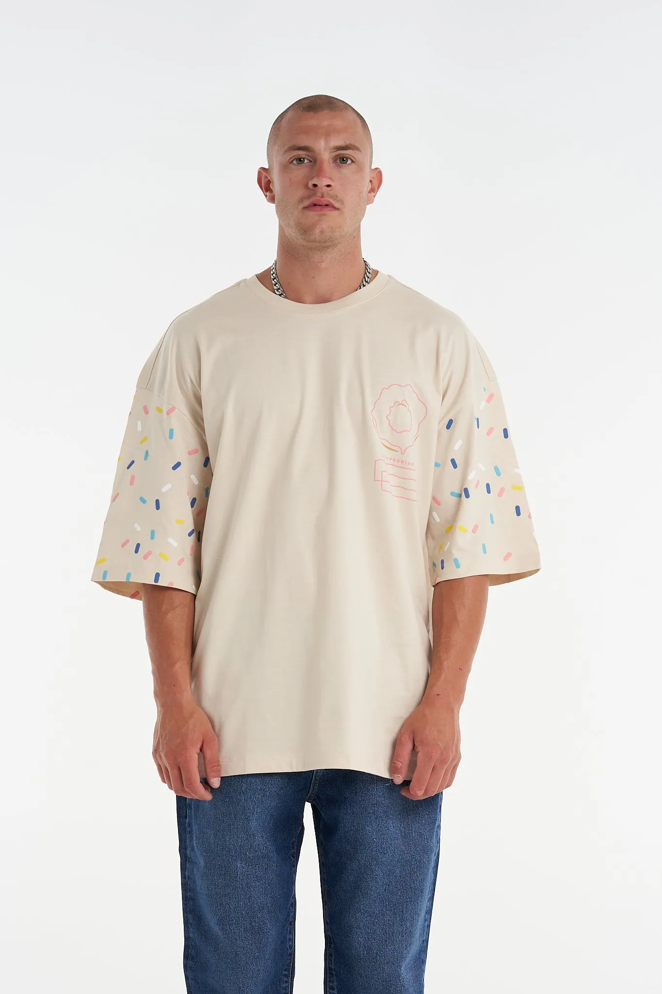 Sprinkle Donut Oversized Tee Ivory Mushroom