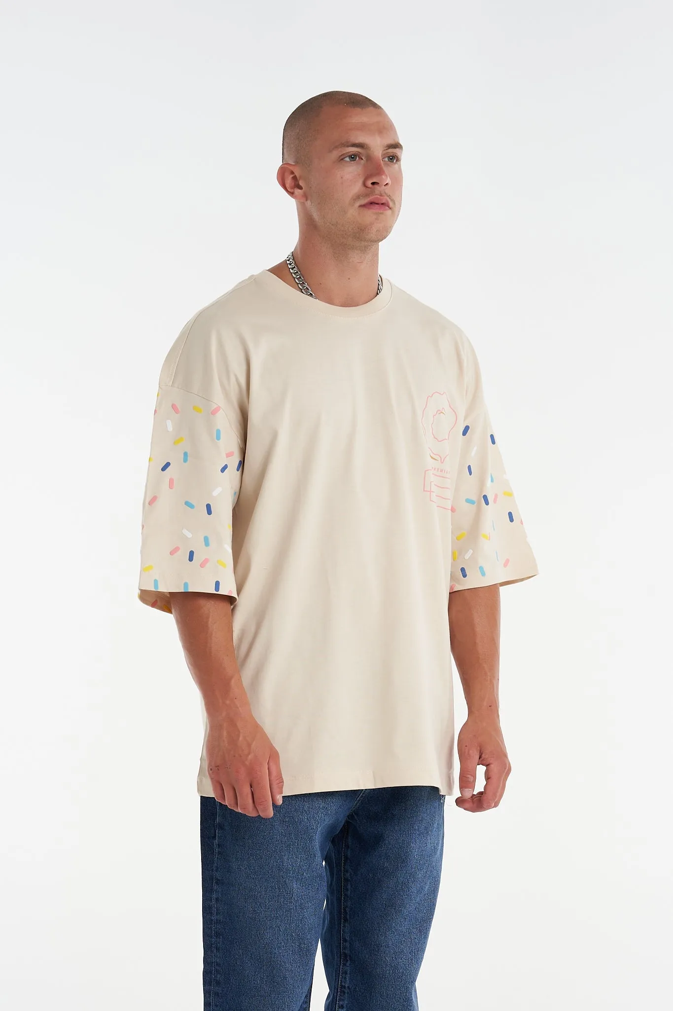 Sprinkle Donut Oversized Tee Ivory Mushroom