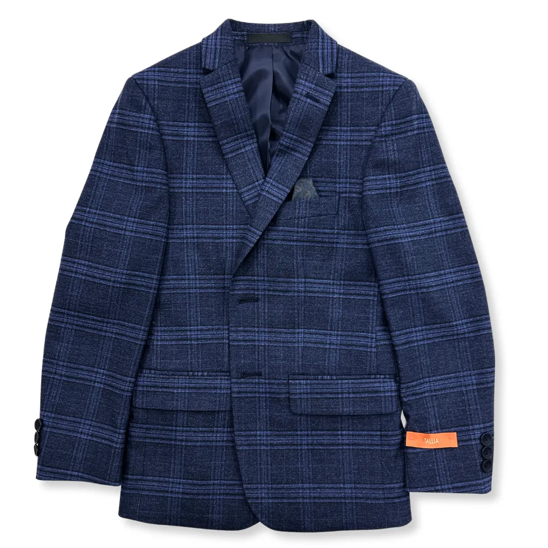 Tallia Boys Navy Plaid Sports Jacket_ XZ0058