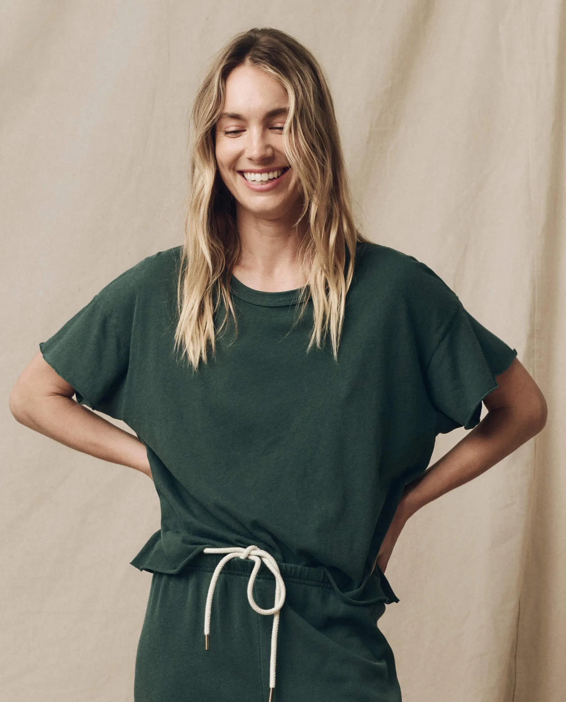 The Crop Tee. Solid -- Deep Sea Green