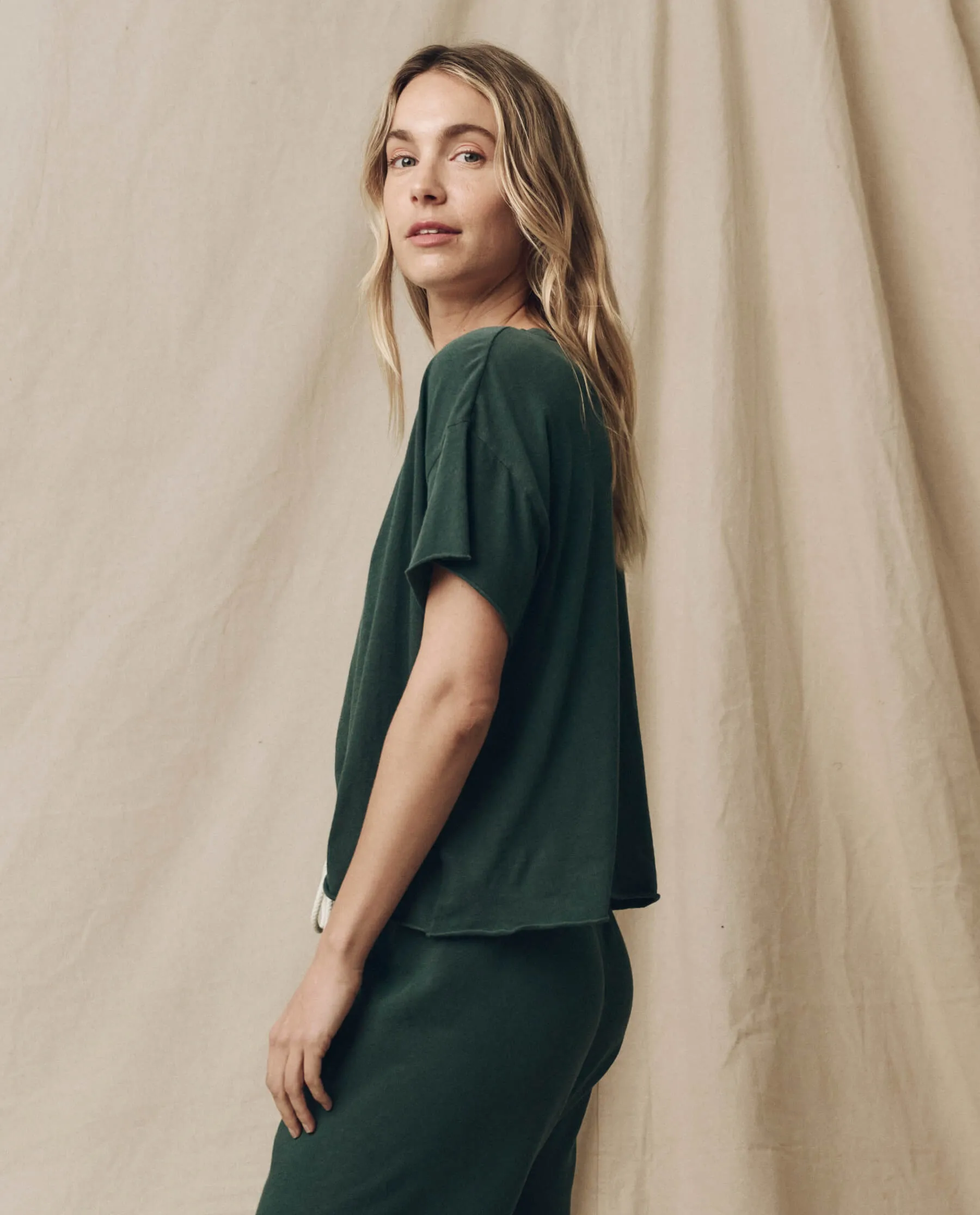 The Crop Tee. Solid -- Deep Sea Green