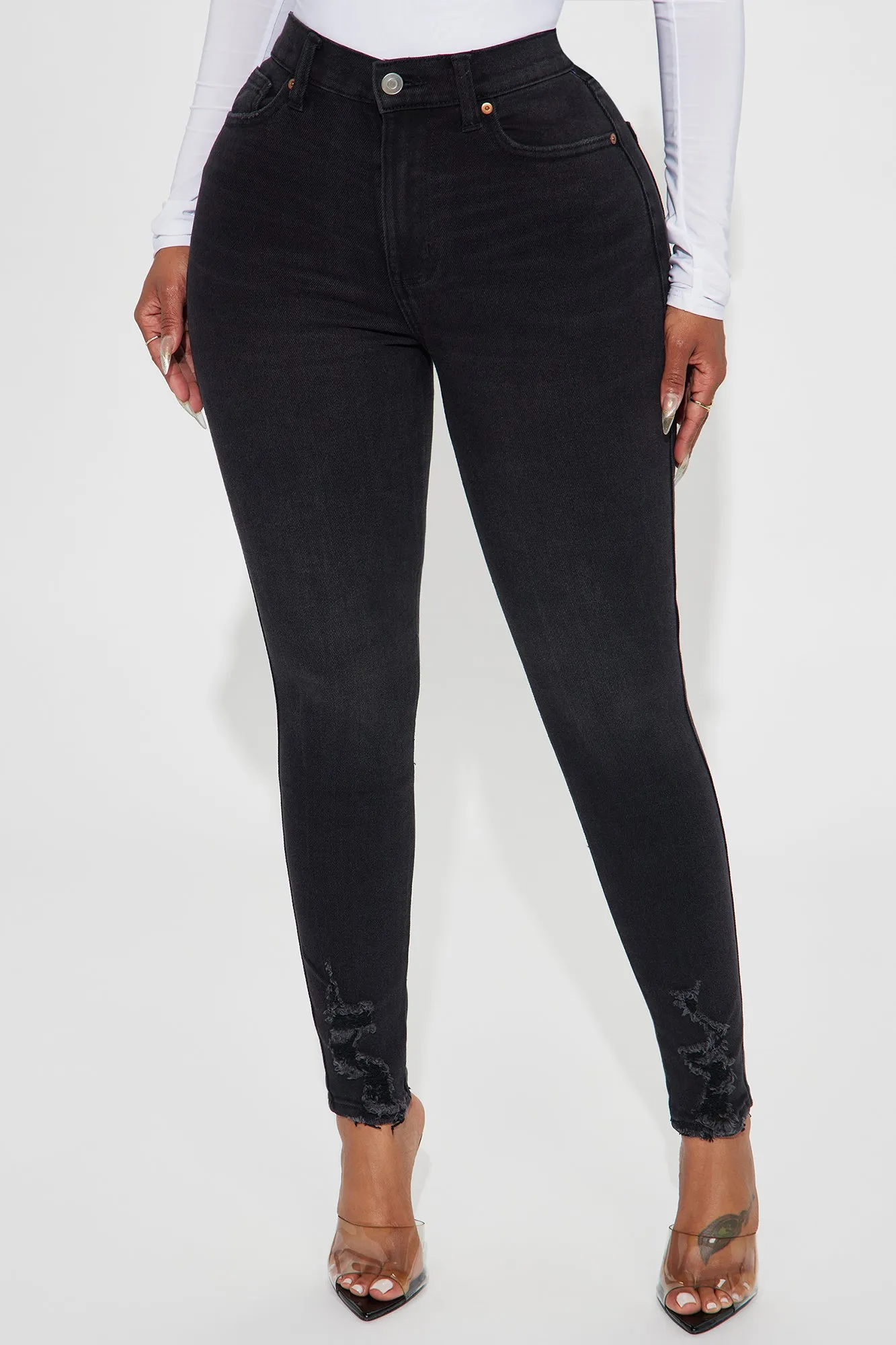 Trending Topic Stretch Skinny Jeans - Black Wash