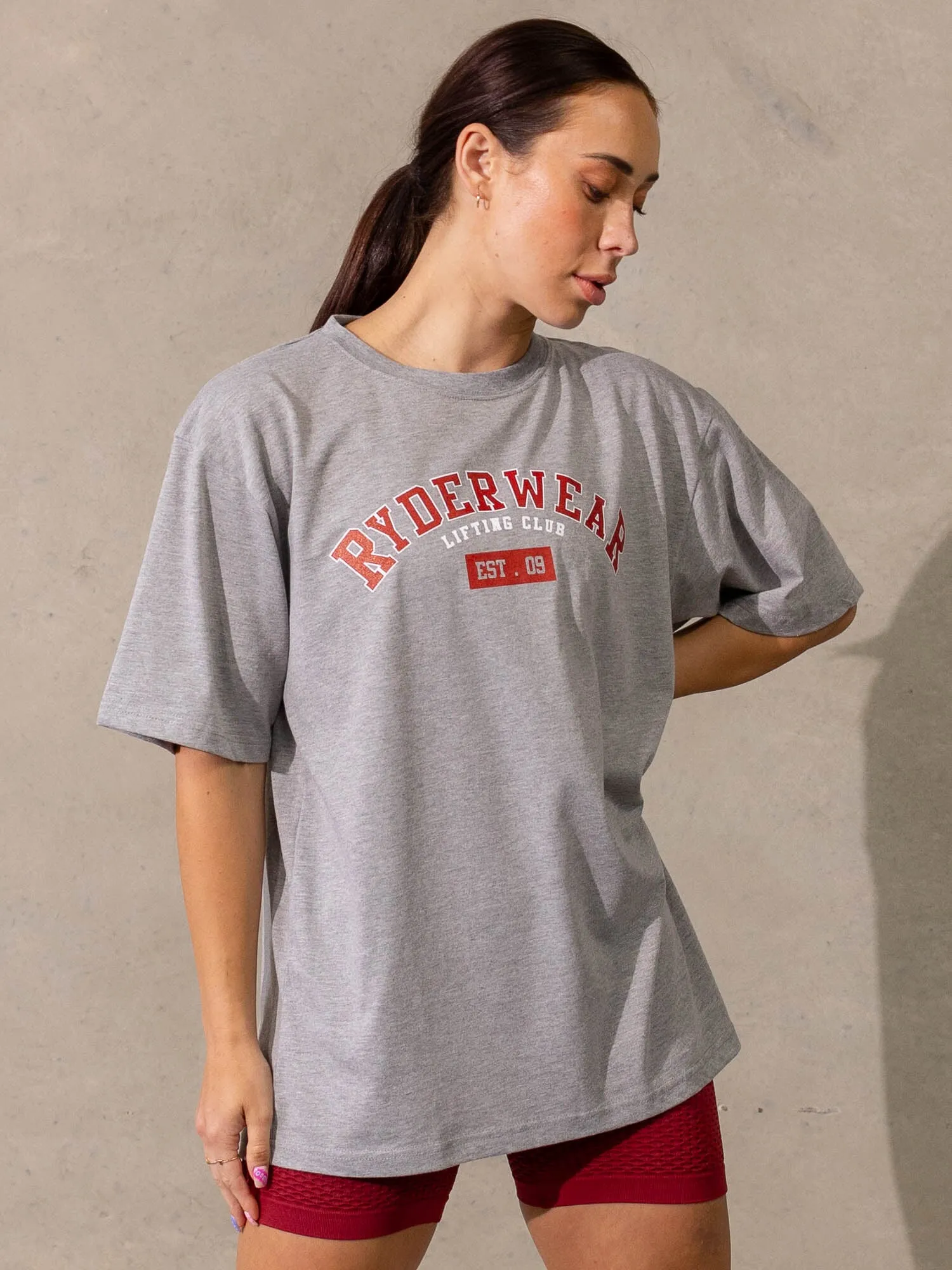 Varsity Oversized T-Shirt - Grey Marl