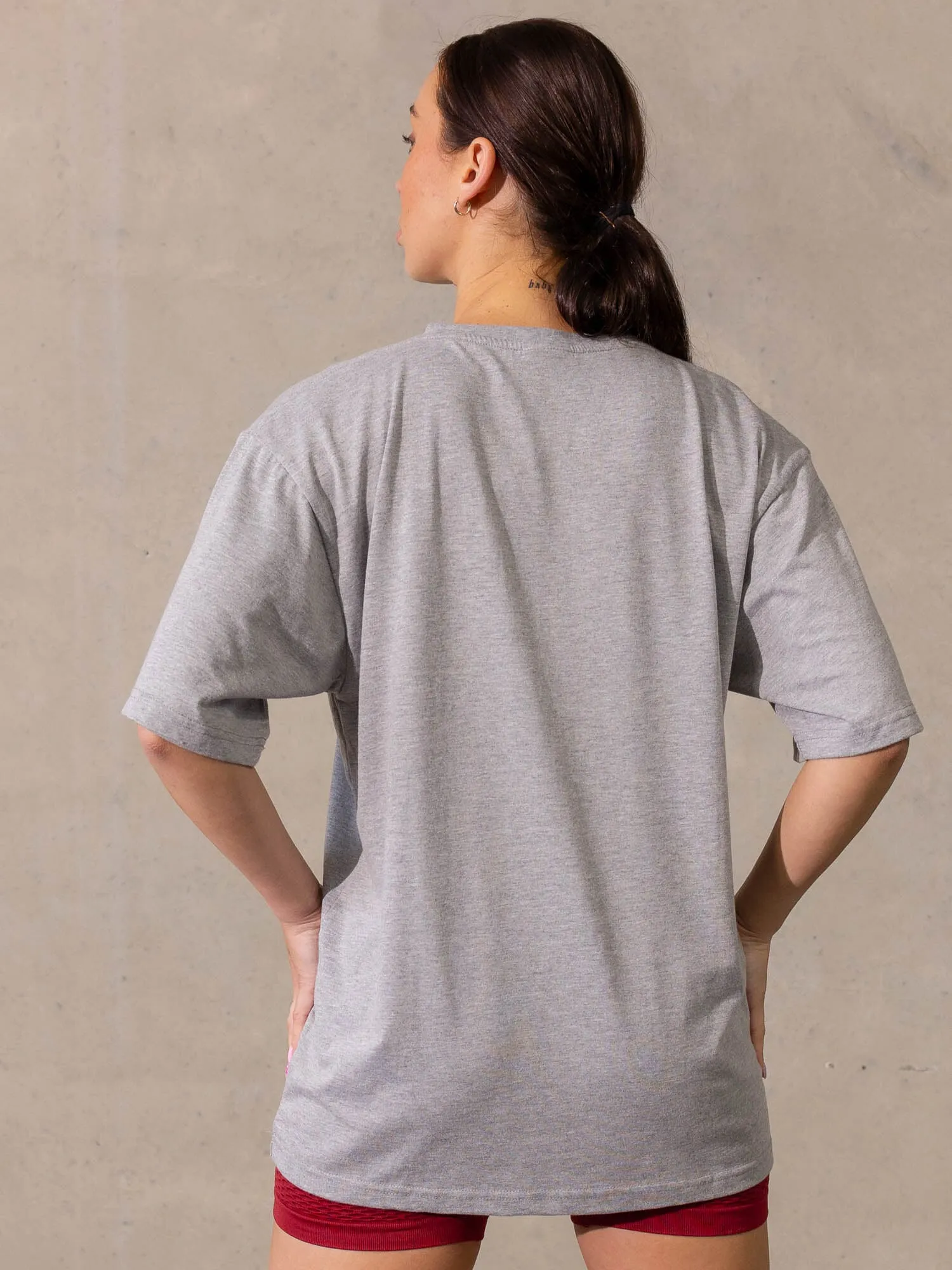 Varsity Oversized T-Shirt - Grey Marl