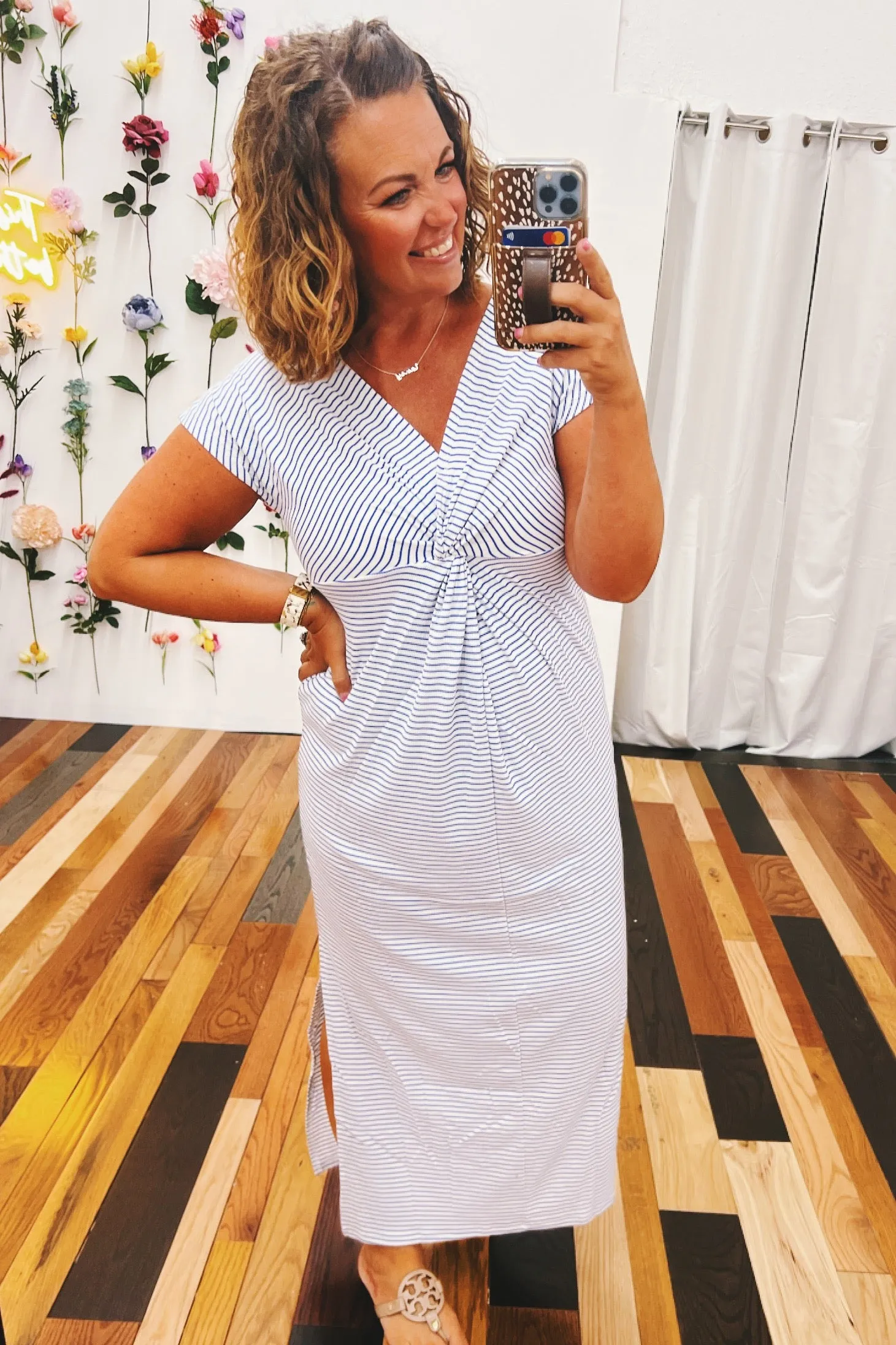 Winnie Twist Front Nautical Stripe Maxi Dress