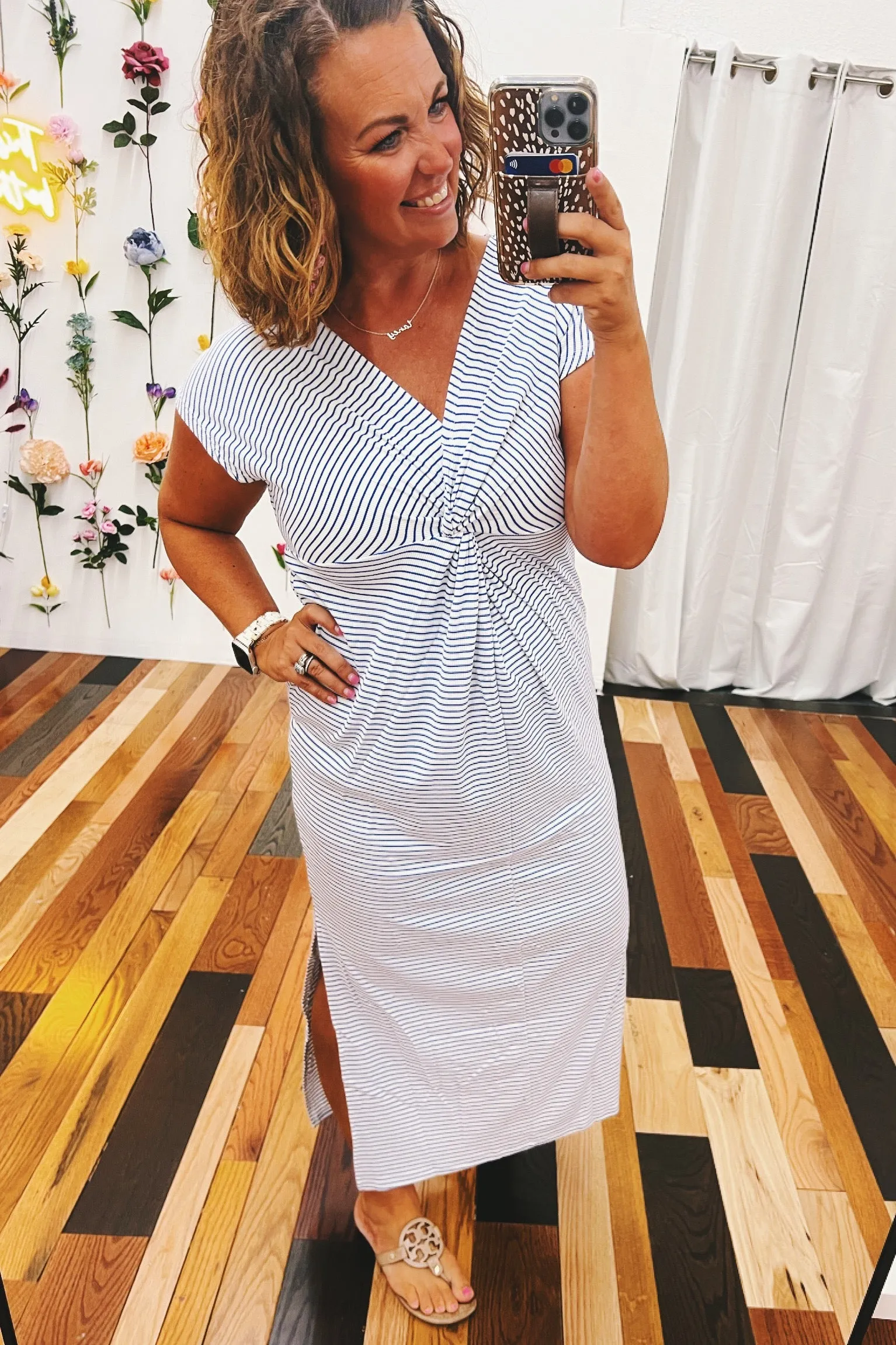 Winnie Twist Front Nautical Stripe Maxi Dress