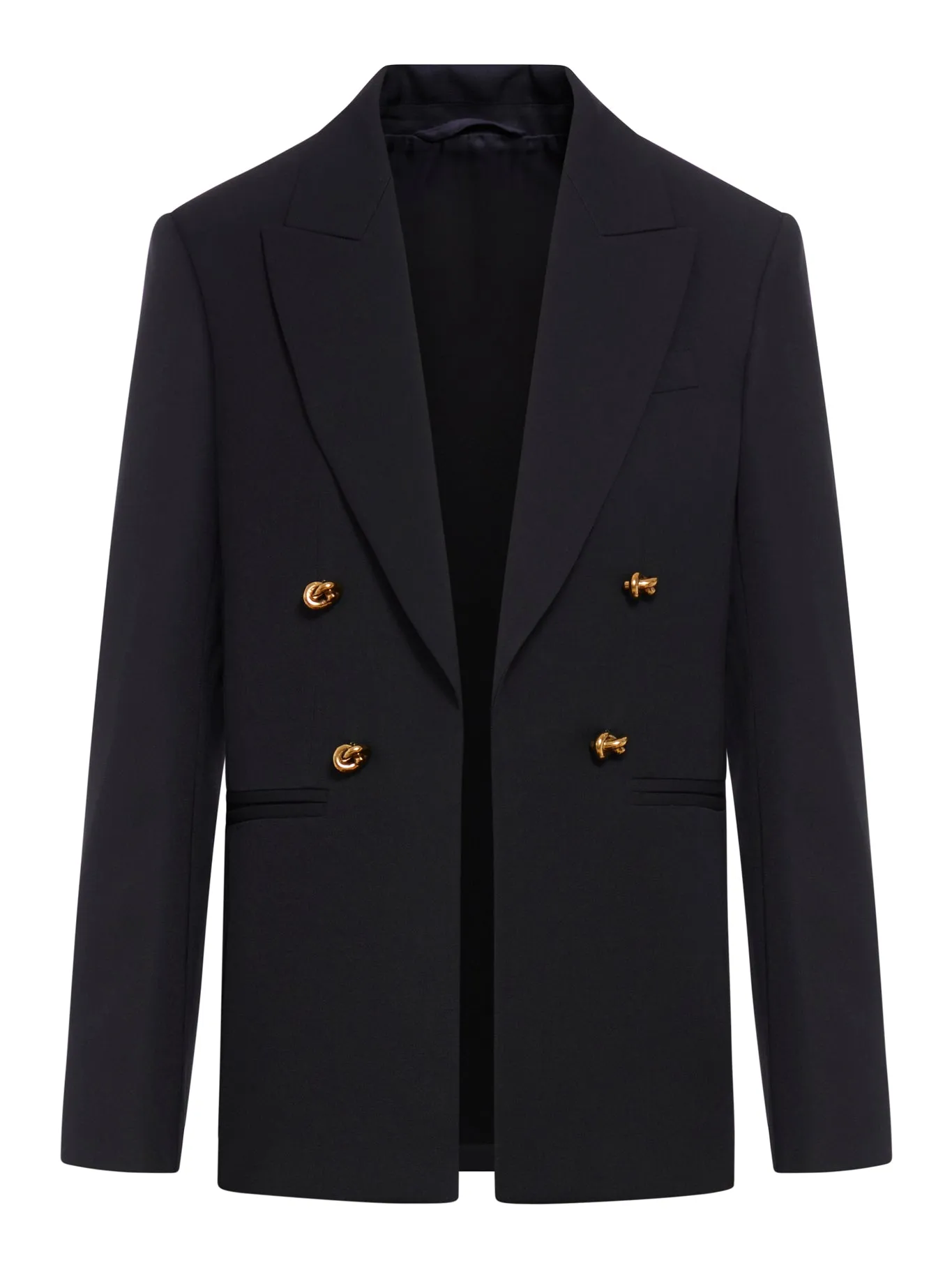 Wool twill jacket with knot buttons