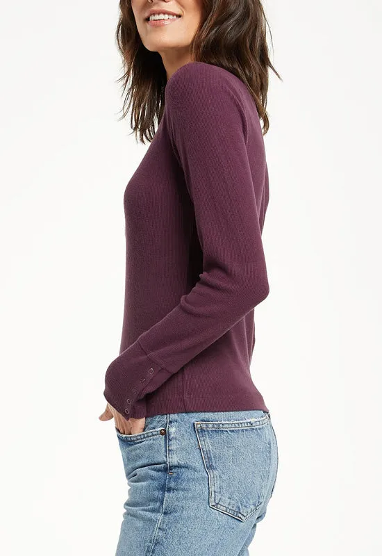 Z Supply - Alex Brushed Rib Top Deep Plum