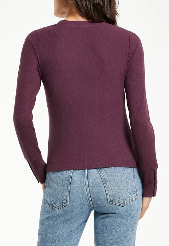 Z Supply - Alex Brushed Rib Top Deep Plum